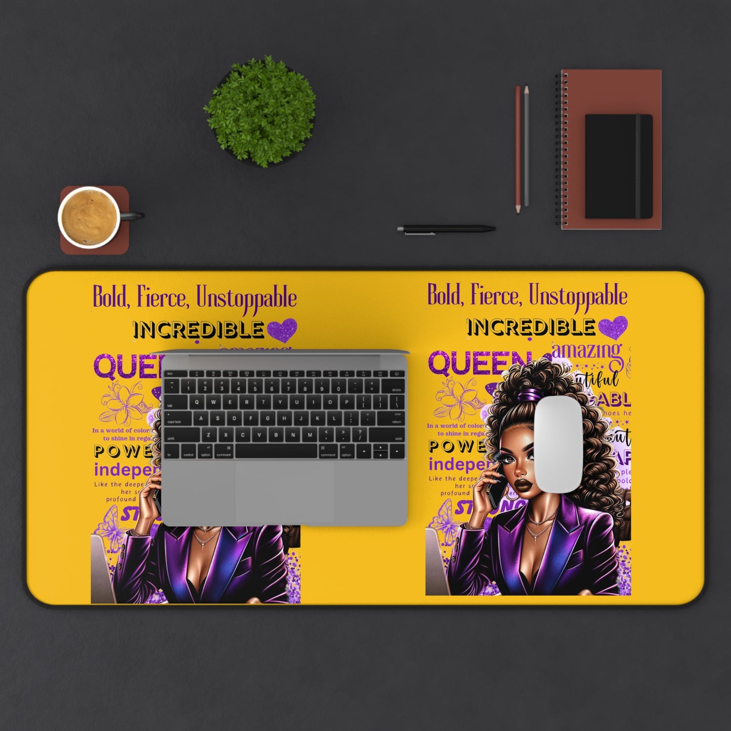 Bold & Fierce Desk Mat - Empowering Desk Accessory, Office Decor, Gift for Her, Inspirational Desk Stationery, Motivational Artwork
