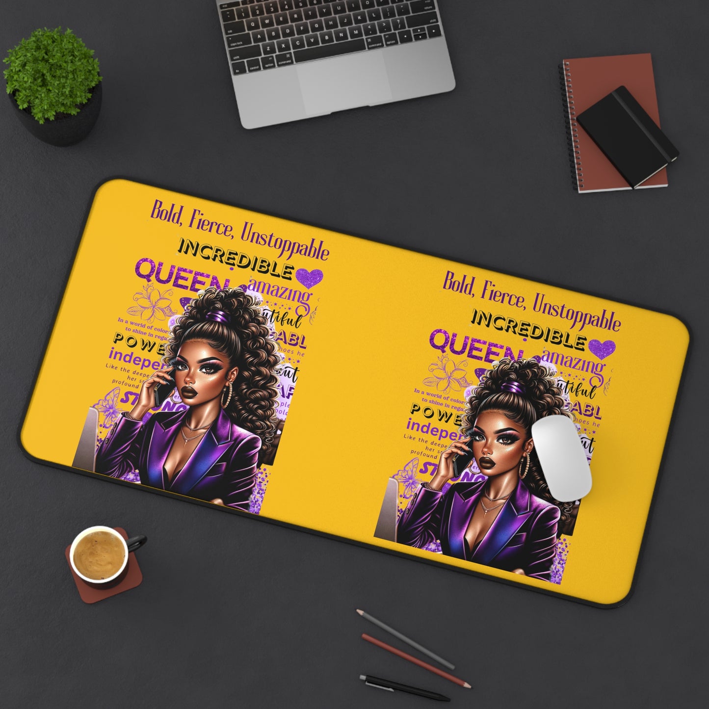 Bold & Fierce Desk Mat - Empowering Desk Accessory, Office Decor, Gift for Her, Inspirational Desk Stationery, Motivational Artwork