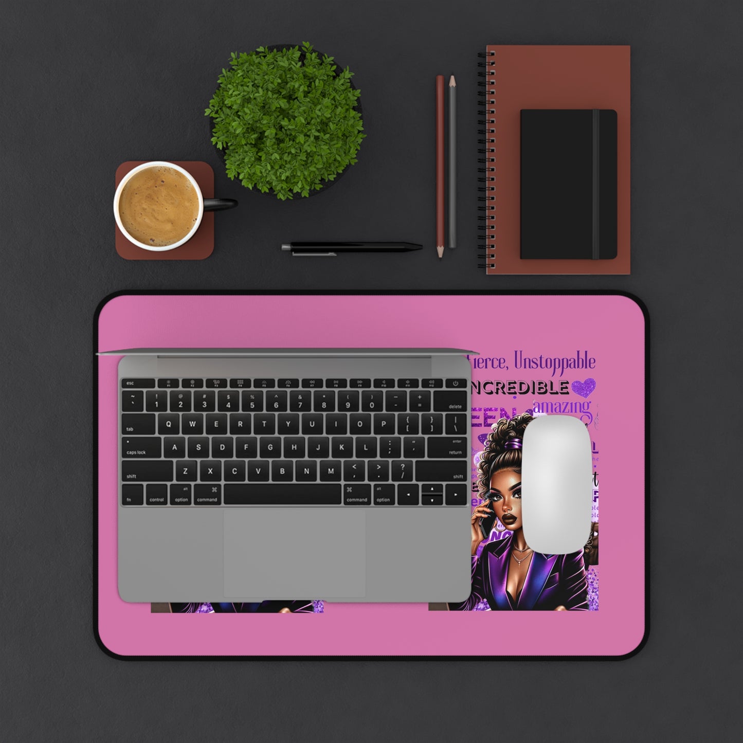 Bold & Fierce Desk Mat - Empowering Desk Accessory, Office Decor, Gift for Her, Inspirational Desk Stationery, Motivational Artwork