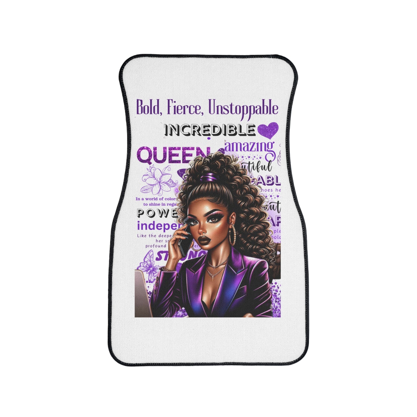 Bold Queen Car Floor Mat - Fierce Auto Accessory, Unique Gift for Her, Stylish Car Decor, Inspirational Quote Mats