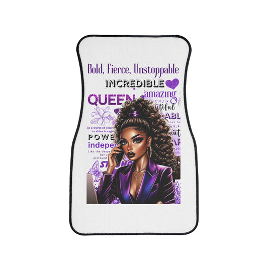 Bold Queen Car Floor Mat - Fierce Auto Accessory, Unique Gift for Her, Stylish Car Decor, Inspirational Quote Mats