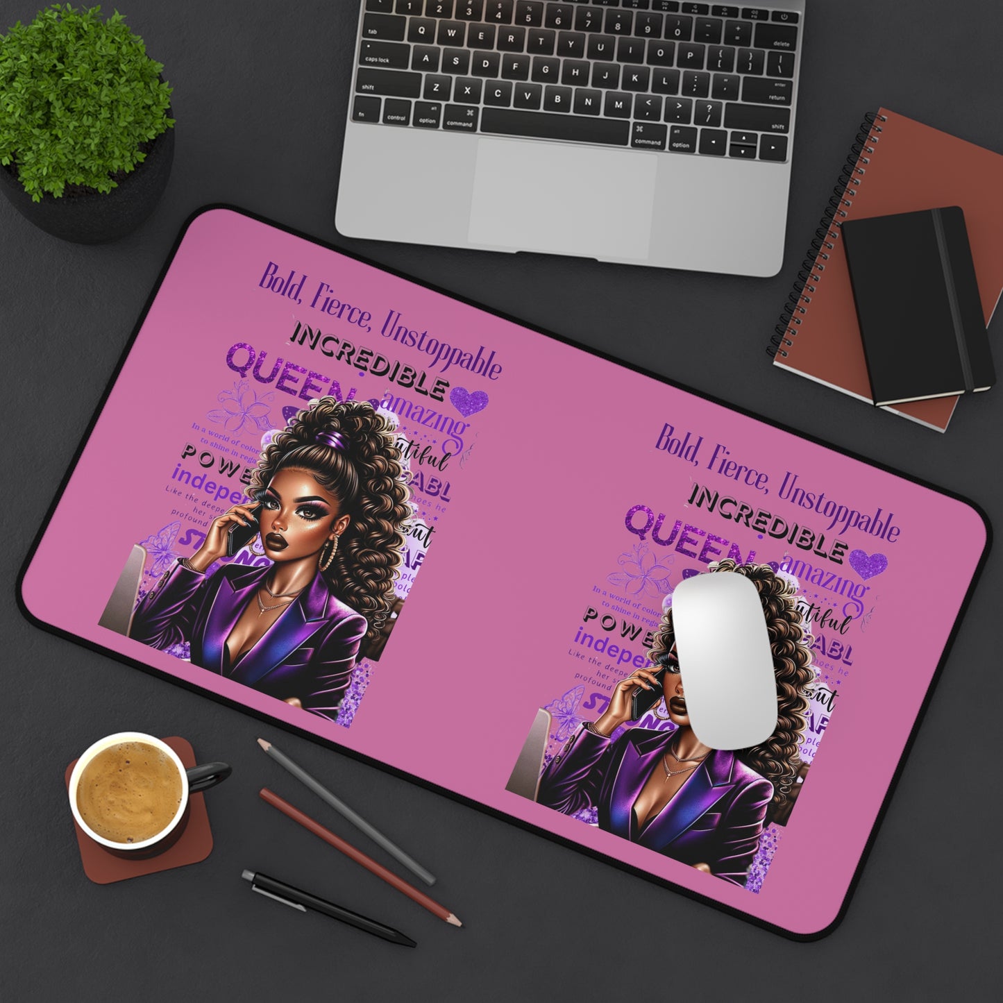 Bold & Fierce Desk Mat - Empowering Desk Accessory, Office Decor, Gift for Her, Inspirational Desk Stationery, Motivational Artwork